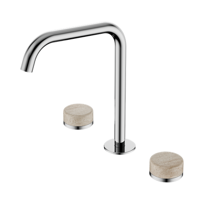 Nero Serenity Bath/Kitchen Set Edge Spout With Rome Travertine Handle Chrome