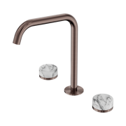 Nero Serenity Bath/Kitchen Set Edge Spout With Arabescato Corchia Handle Brushed Bronze