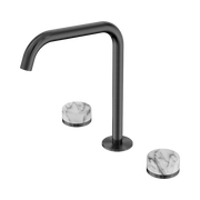 Nero Serenity Bath/Kitchen Set Edge Spout With Arabescato Corchia Handle Gun Metal