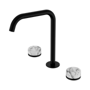 Nero Serenity Bath/Kitchen Set Edge Spout With Arabescato Corchia Handle Matte Black