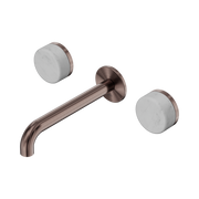 Nero Serenity Wall Basin Set 160/185/220mm Spout With Carrara Handles Brushed Bronze