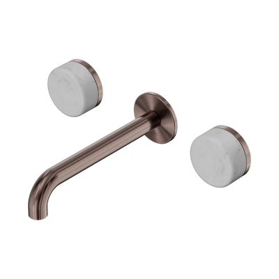 Nero Serenity Wall Basin Set 160/185/220mm Spout With Carrara Handles Brushed Bronze