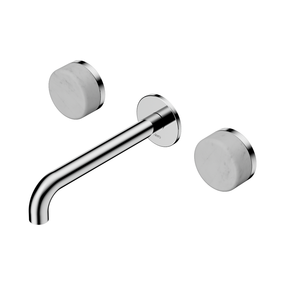 Nero Serenity Wall Basin Set 160/185/220mm Spout With Carrara Handles Chrome