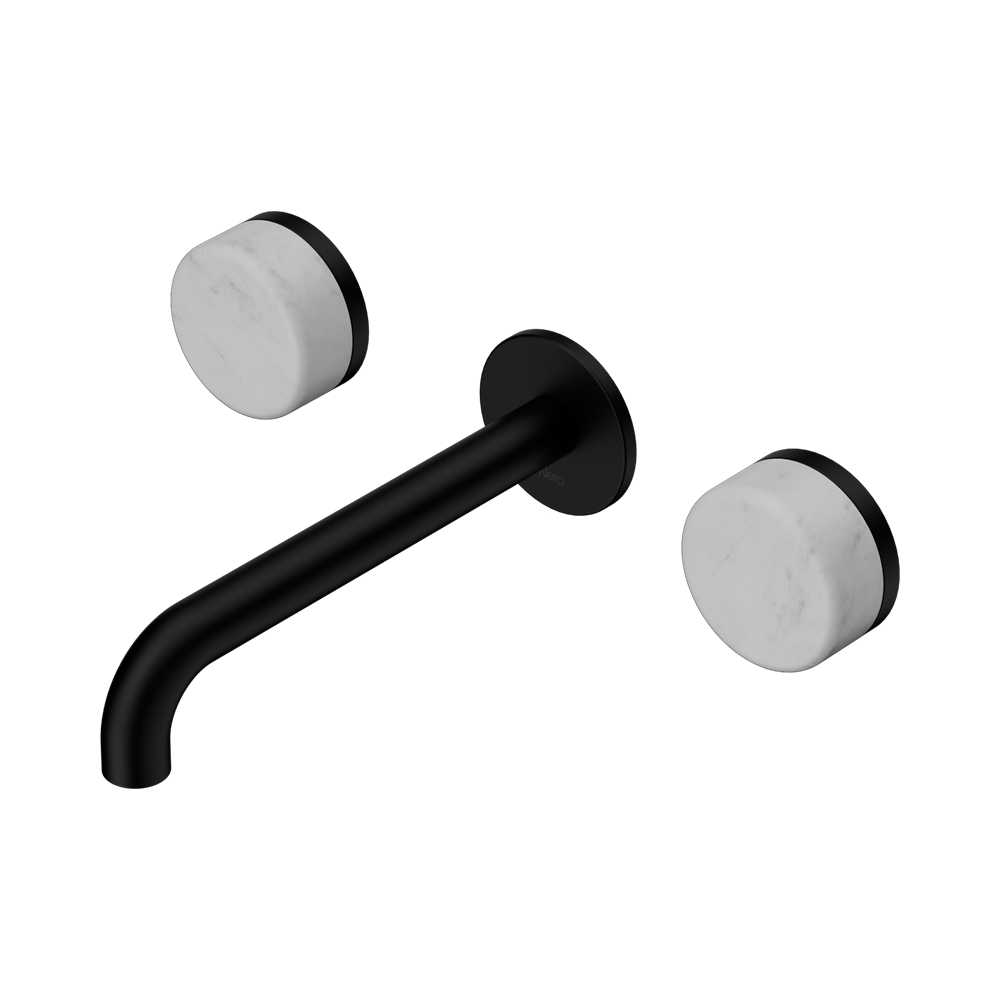 Nero Serenity Wall Basin Set 160/185/220mm Spout With Carrara Handles Matte Black