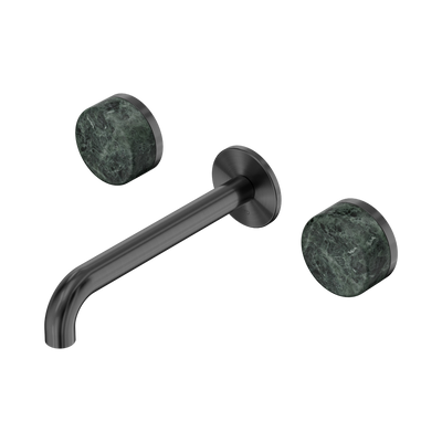 Nero Serenity Wall Basin Set 160/185/220mm Spout With  Verde Alpi Handles Gun Metal