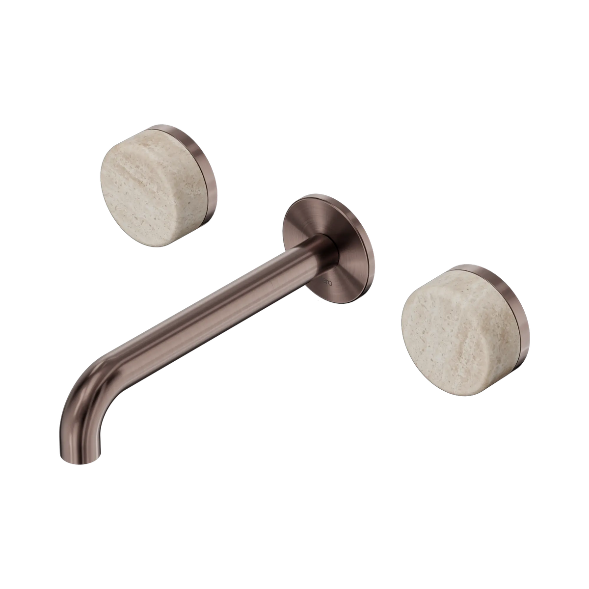Nero Serenity Wall Basin Set 185mm Spout With Rome Travertine Handle - Brushed Bronze