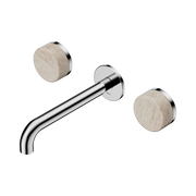 Nero Serenity Wall Basin Set 185mm Spout With Rome Travertine Handle - Chrome