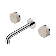 Nero Serenity Wall Basin Set 160/185/220mm Spout With Rome Travertine Handles Chrome