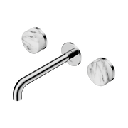 Nero Serenity Wall Basin Set 160/185/220mm Spout With Arabescato Corchia Handles Chrome