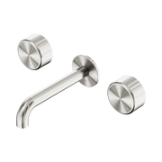 Nero Serenity Wall Basin Set 160/185/220mm Spout With Nero Metal Handles Brushed Nickel