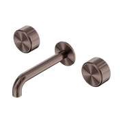 Nero Serenity Wall Basin Set 160/185/220mm Spout With Nero Metal Handles Brushed Bronze
