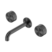 Nero Serenity Wall Basin Set 160/185/220mm Spout With Nero Metal Handles Gun Metal