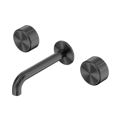 Nero Serenity Wall Basin Set 160/185/220mm Spout With Nero Metal Handles Gun Metal