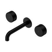 Nero Serenity Wall Basin Set 160/185/220mm Spout With Nero Metal Handles Matte Black