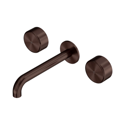 Nero Serenity Wall Basin Set 185mm Spout With Metal Handle Rome Bronze