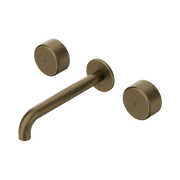 Nero Serenity Wall Basin Set 185mm Spout With Metal Handle Tumbled Antique Brass