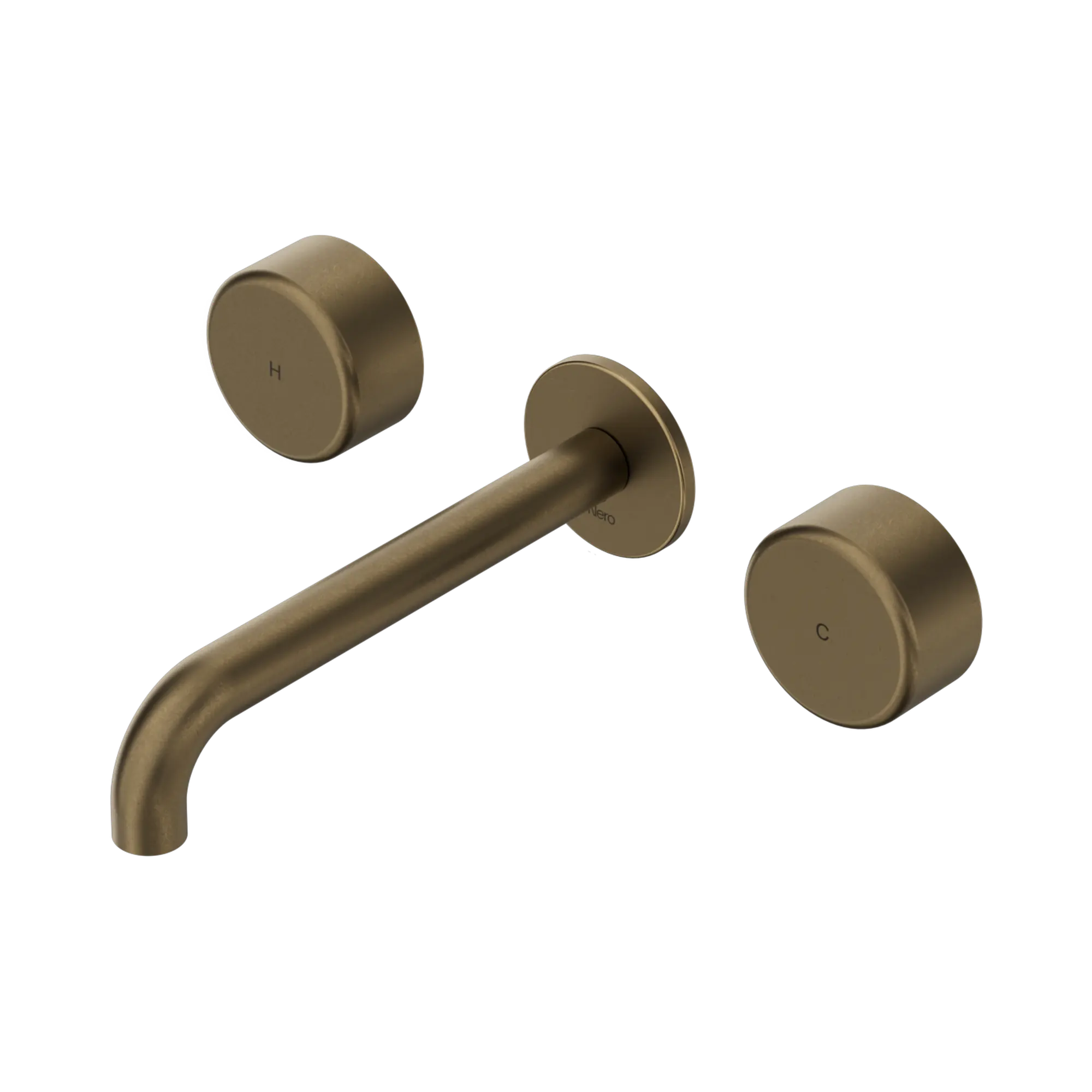 Nero Serenity Wall Basin Set 185mm Spout With Metal Handle Tumbled Antique Brass