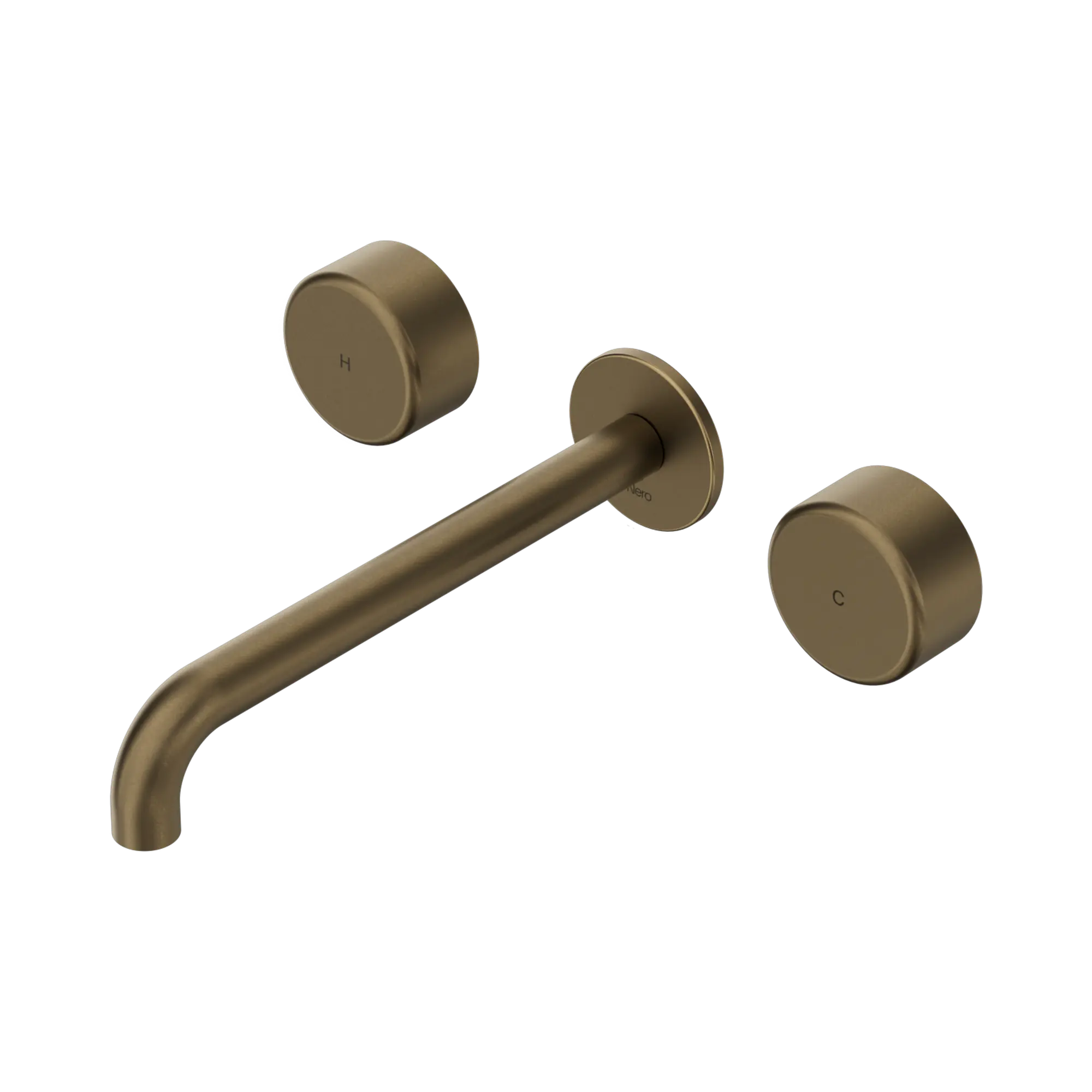 Nero Serenity Wall Basin Set 220mm Spout With Metal Handle Tumbled Antique Brass