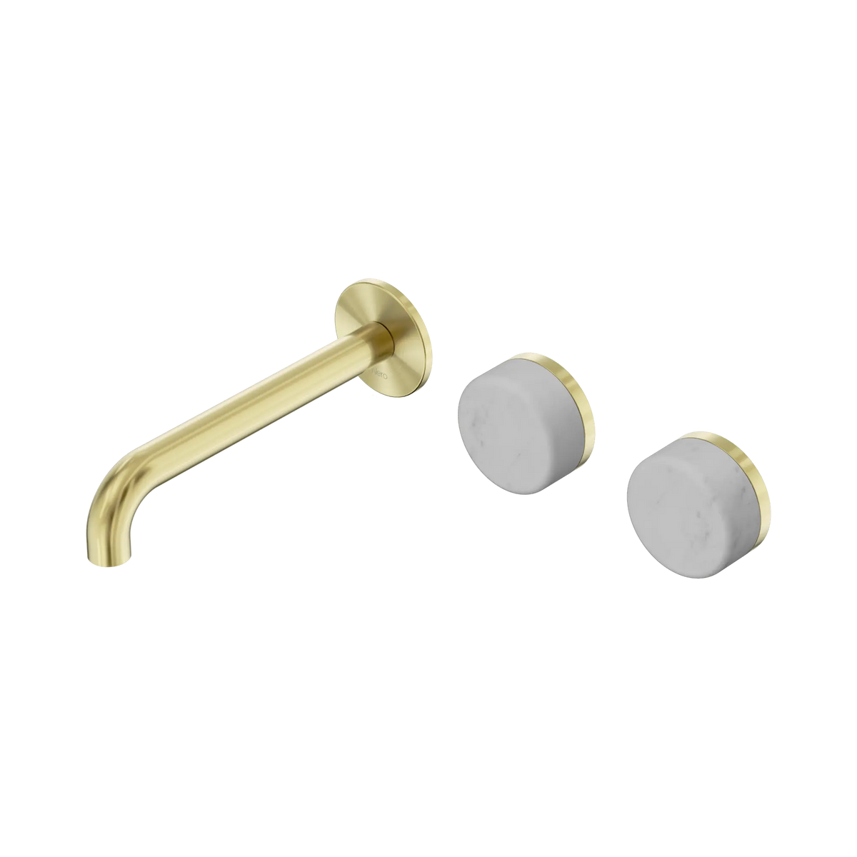 Nero Serenity Wall Basin Set 185mm Offset Spout With Carrara Handle - Brushed Gold