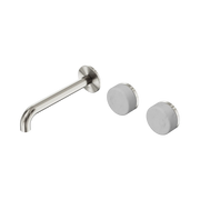 Nero Serenity Wall Basin Set 185mm Offset Spout With Carrara Handle - Brushed Nickel