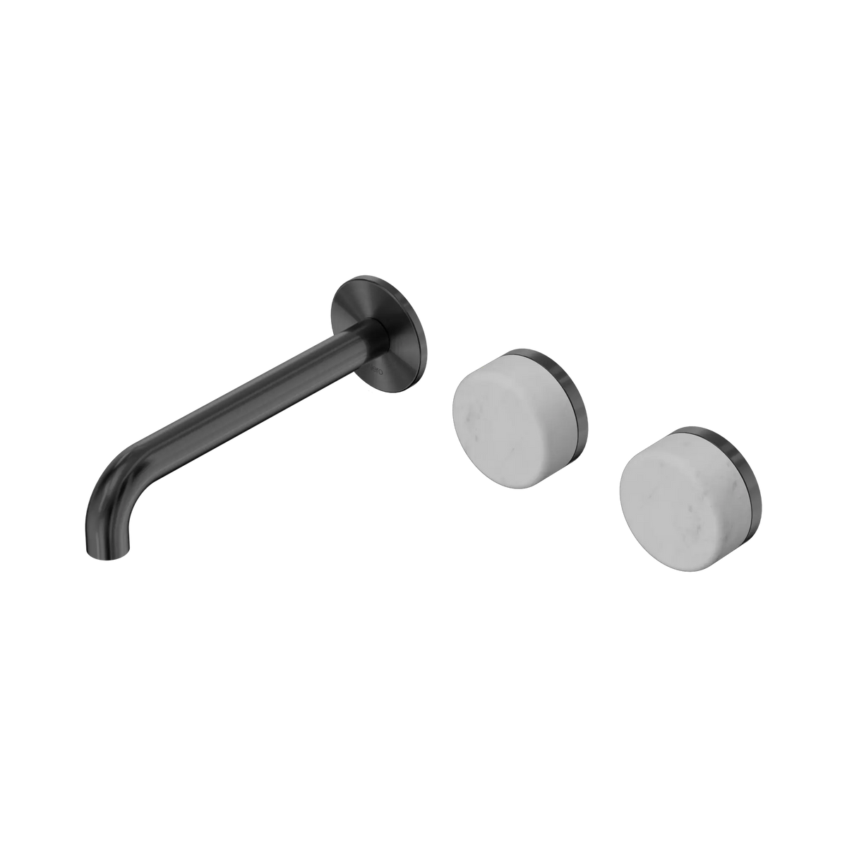Nero Serenity Wall Basin Set 185mm Offset Spout With Carrara Handle - Gun Metal