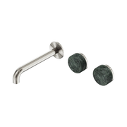 Nero Serenity Wall Basin Set 185mm Offset Spout With Verde Alpi Handle - Brushed Nickel