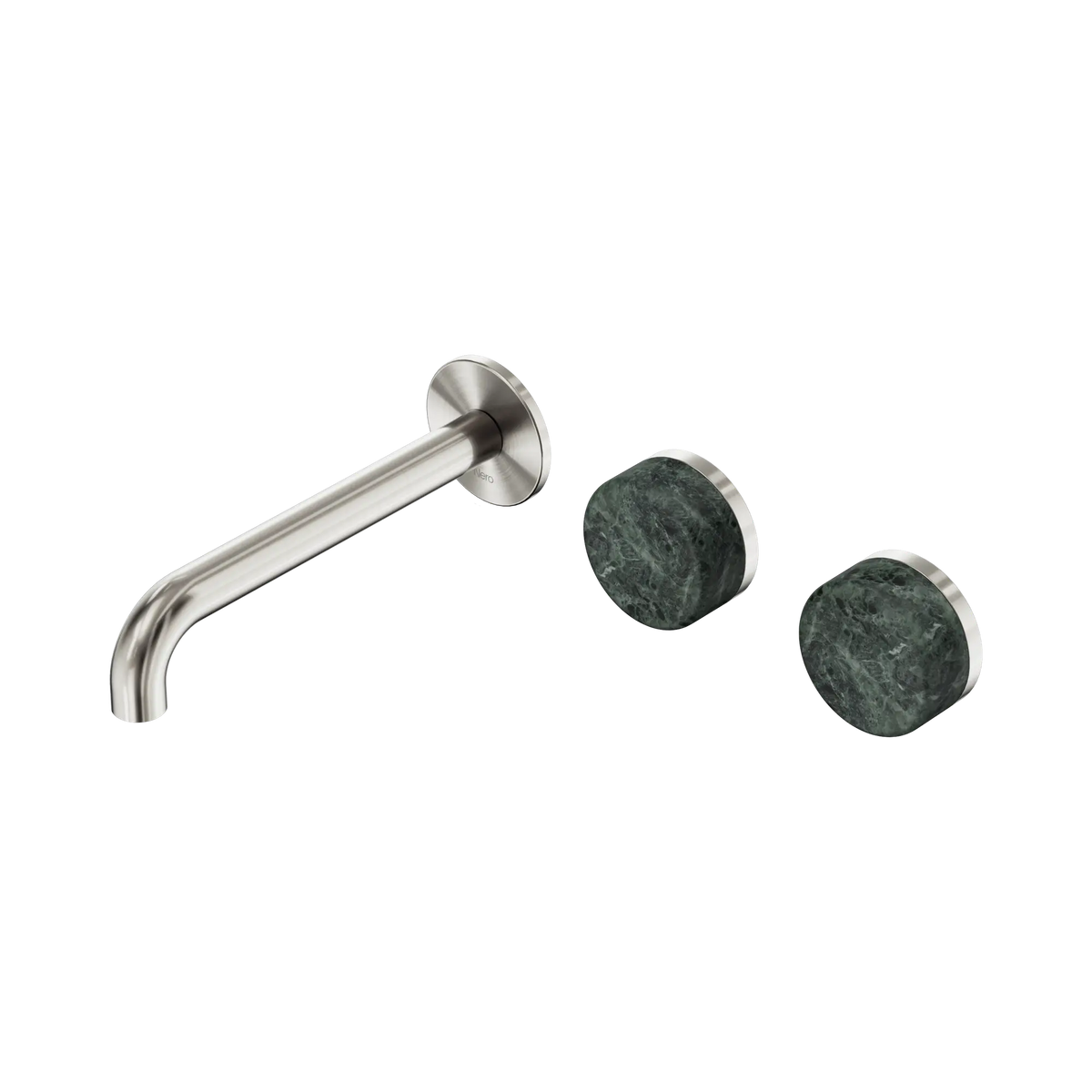 Nero Serenity Wall Basin Set 185mm Offset Spout With Verde Alpi Handle - Brushed Nickel