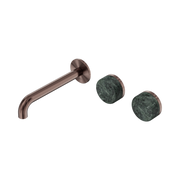 Nero Serenity Wall Basin/Bath Set 160/185/220mm Offset Spout With Verde Alpi Brushed Bronze