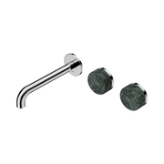Nero Serenity Wall Basin Set 185mm Offset Spout With Verde Alpi Handle - Chrome