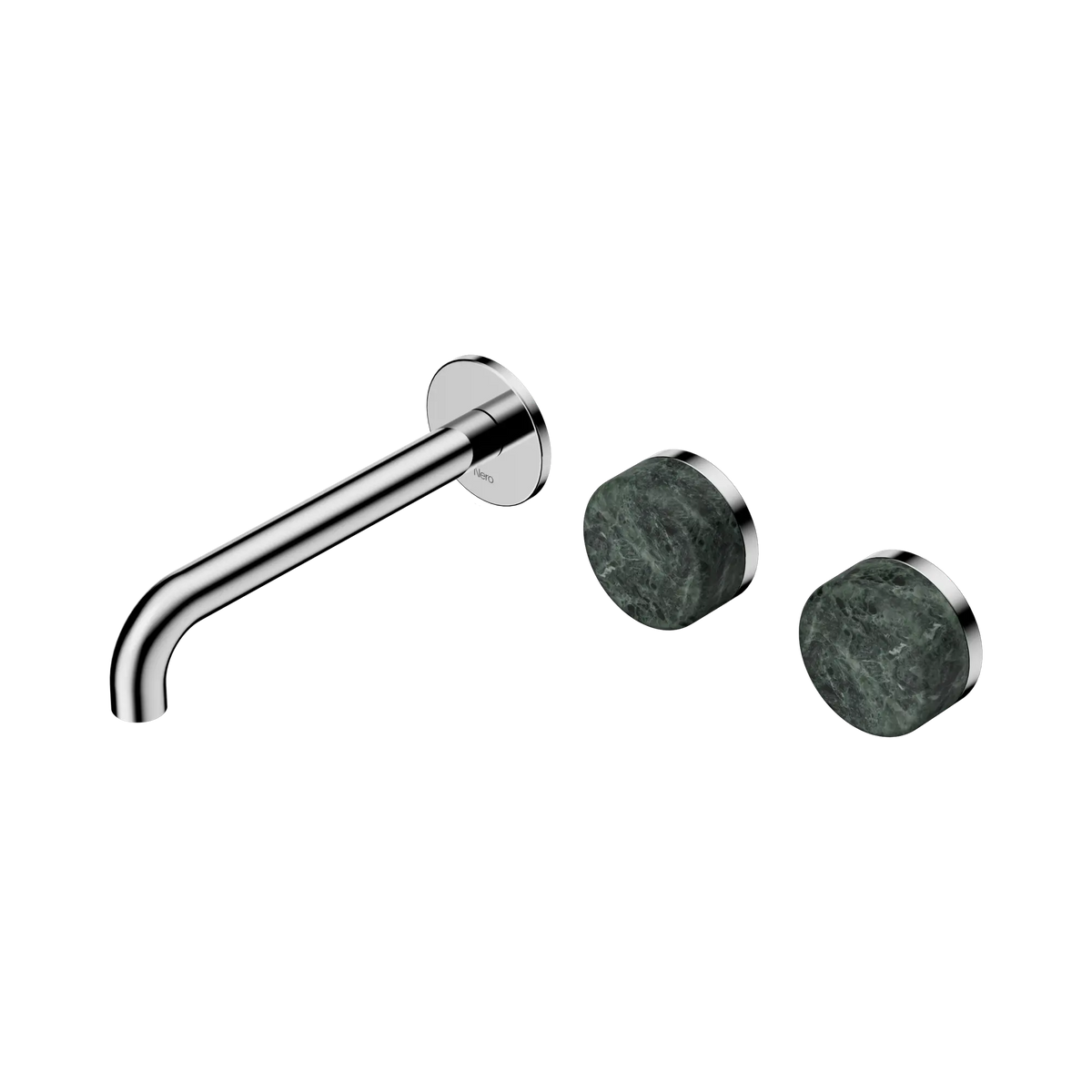 Nero Serenity Wall Basin Set 185mm Offset Spout With Verde Alpi Handle - Chrome