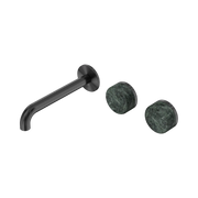 Nero Serenity Wall Basin Set 185mm Offset Spout With Verde Alpi Handle - Gun Metal