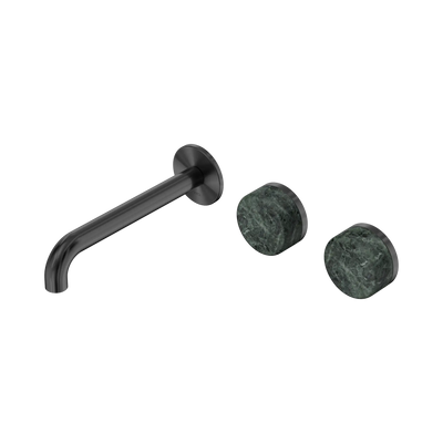 Nero Serenity Wall Basin Set 185mm Offset Spout With Verde Alpi Handle - Gun Metal