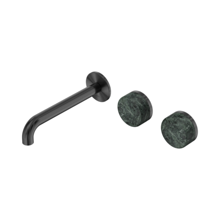 Nero Serenity Wall Basin/Bath Set 160/185/220mm Offset Spout With Verde Alpi Gun Metal