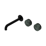 Nero Serenity Wall Basin Set 185mm Offset Spout With Verde Alpi Handle - Matte Black
