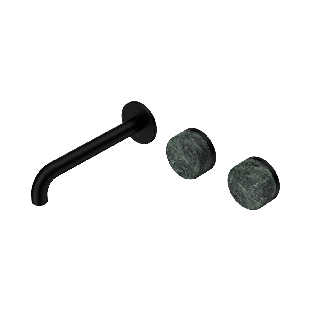 Nero Serenity Wall Basin/Bath Set 160/185/220mm Offset Spout With Verde Alpi Matte Black