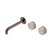 Nero Serenity Wall Basin/Bath Set 160/185/220mm Offset Spout With Rome Travertine Brushed Bronze