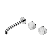 Nero Serenity Wall Basin/Bath Set 160/185/220mm Offset Spout With Arabescato Corchia Handles Chrome