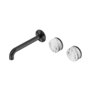 Nero Serenity Wall Basin Set 185mm Offset Spout With Arabescato Corchia Handle - Gun Metal