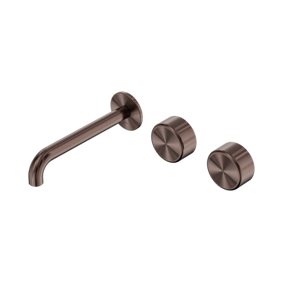 Nero Serenity Wall Basin Set 185mm Offset Spout With Metal Handle Brushed Bronze