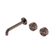 Nero Serenity Wall Basin/Bath Set 160/185/220mm Offset Spout With Metal Handles Brushed Bronze