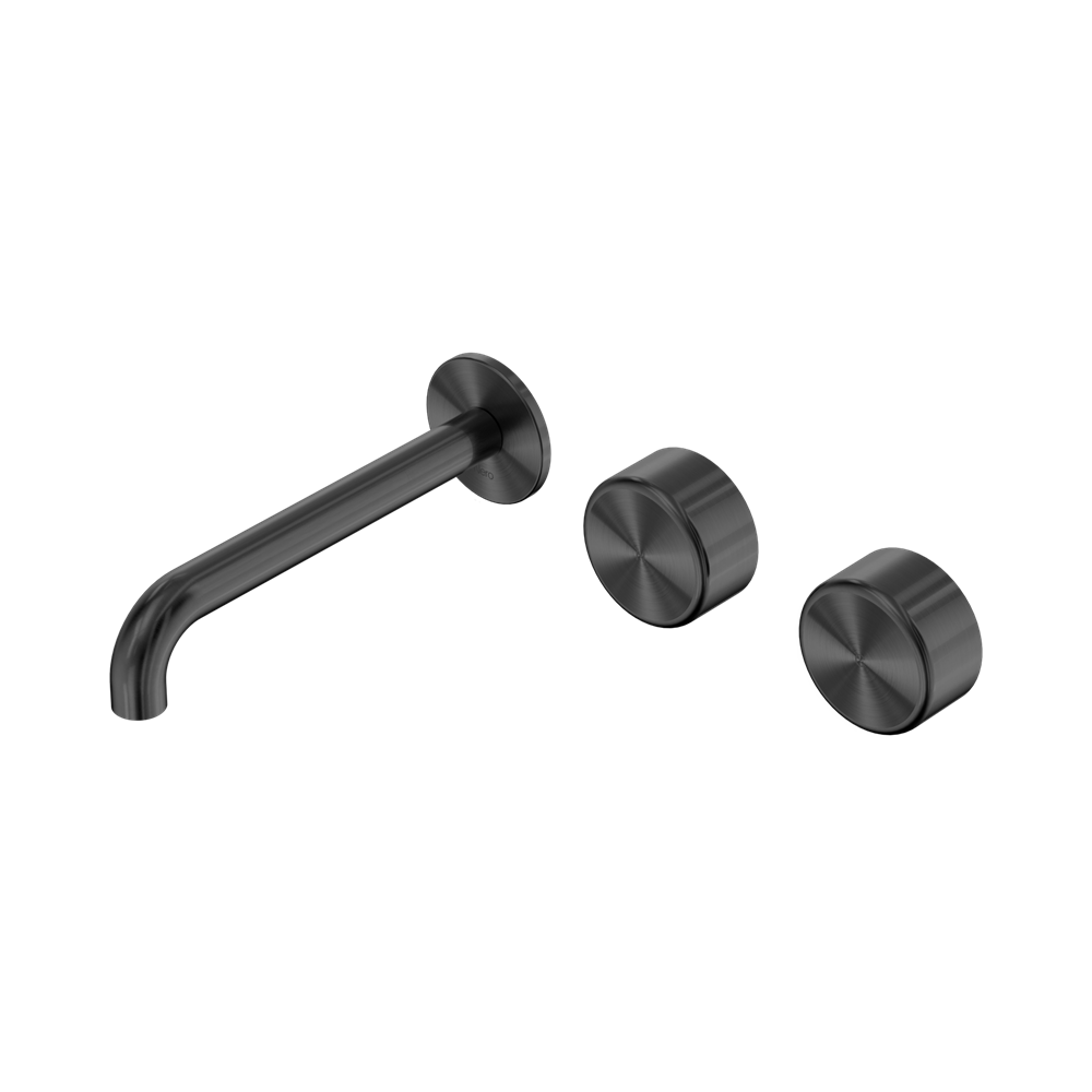 Nero Serenity Wall Basin/Bath Set 160/185/220mm Offset Spout With Metal Handles Gun Metal