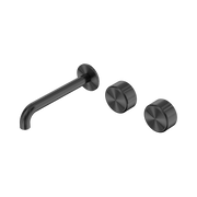 Nero Serenity Wall Basin/Bath Set 160/185/220mm Offset Spout With Metal Handles Gun Metal