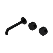 Nero Serenity Wall Basin/Bath Set 160/185/220mm Offset Spout With Metal Handles Matte Black
