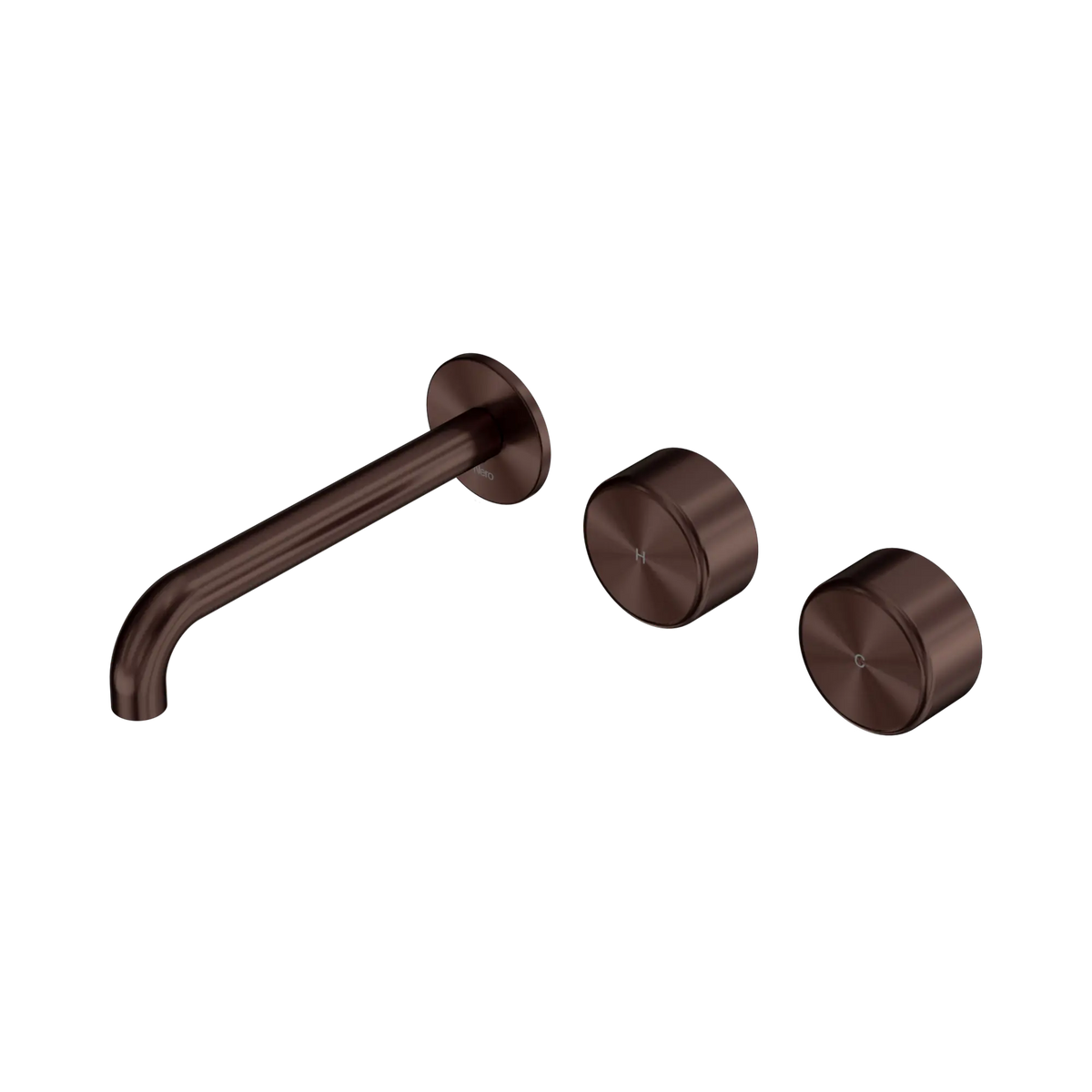 Serenity Wall Basin Set 185mm Offset Spout With Metal Handle Rome Bronze