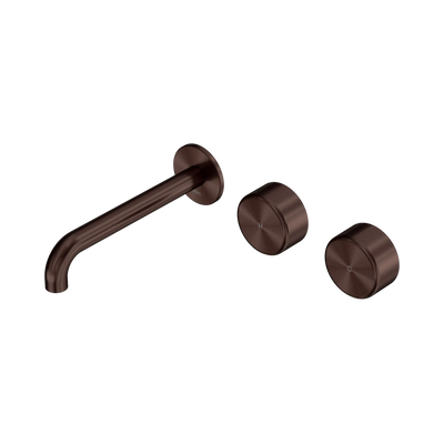 Nero Serenity Wall Basin Set 185mm Offset Spout With Metal Handle Rome Bronze