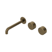 Nero Serenity Wall Basin Set 185mm Offset Spout With Metal Handle Tumbled Antique Brass