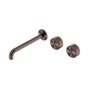Serenity Wall Basin Set 220mm Offset Spout With Metal Handle Brushed Bronze