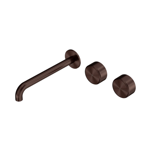 Nero Serenity Wall Basin Set 220mm Offset Spout With Metal Handle Rome Bronze