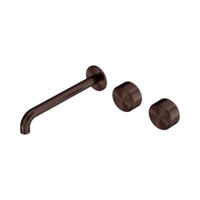 Nero Serenity Wall Basin Set 220mm Offset Spout With Metal Handle Rome Bronze