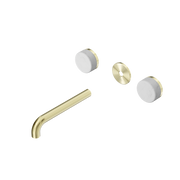 Nero Serenity Wall Basin Set 160/185/220mm Spout With Carrara Handle Trim Kit Only Brushed Gold